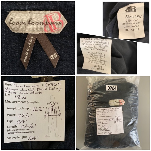 “Loom Loom Jeans” Dark Wash Denim Jean Jacket size 18W - Picture 11 of 12